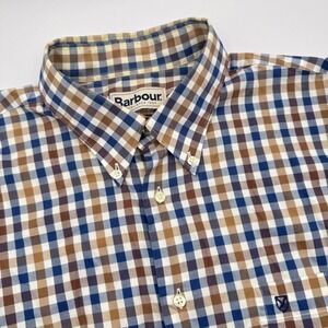 Barbour Men's Medium Checkered‎ Button Down Long Sleeve Shirt Regular Fit